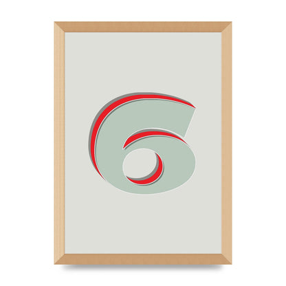 Mix Match Number 6" Printed Poster - A3 framed