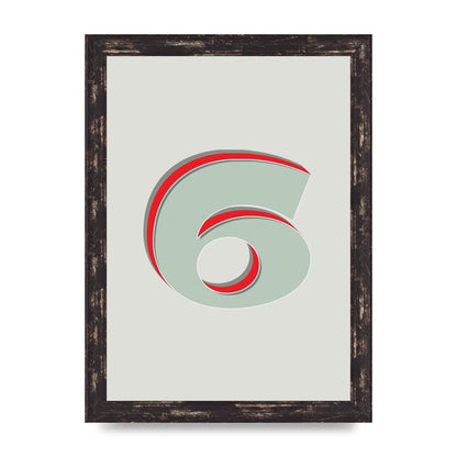 Mix Match Number 6" Printed Poster - A4 framed
