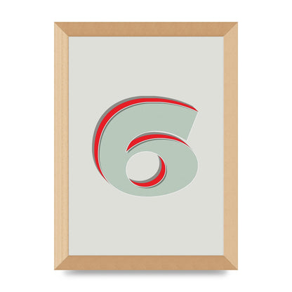 Mix Match Number 6" Printed Poster - A4 framed