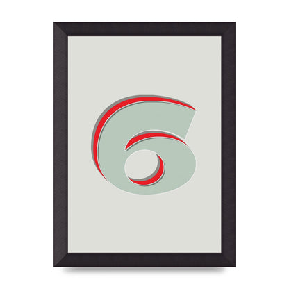 Mix Match Number 6" Printed Poster - A4 framed