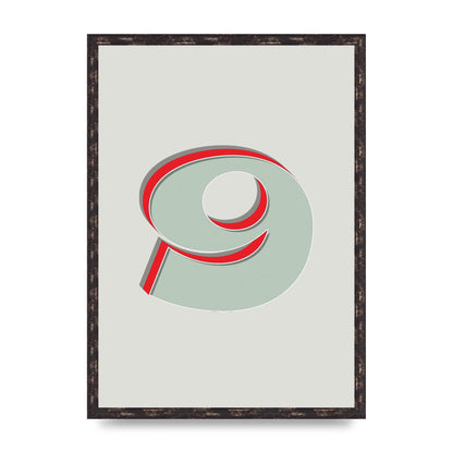 Mix Match Number 9" Printed Poster - A2 framed