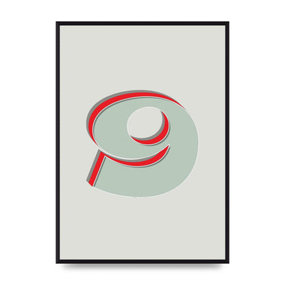Mix Match Number 9" Printed Poster - A2 framed