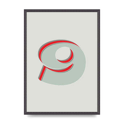 Mix Match Number 9" Printed Poster - A2 framed