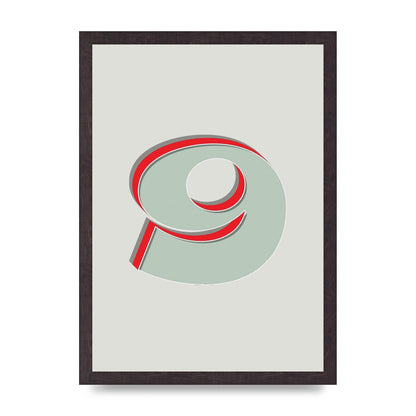 Mix Match Number 9" Printed Poster - A3 framed