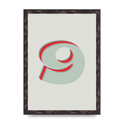 Mix Match Number 9" Printed Poster - A3 framed