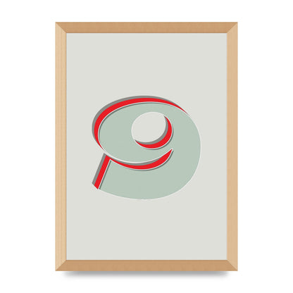 Mix Match Number 9" Printed Poster - A3 framed
