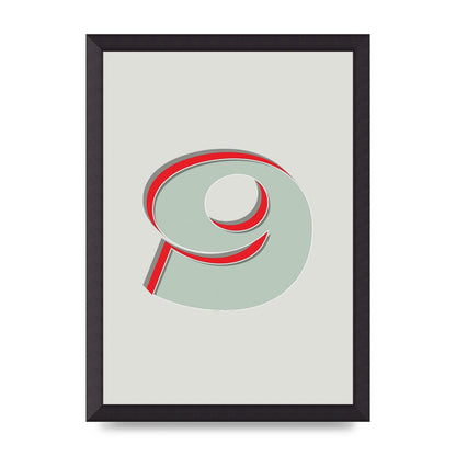 Mix Match Number 9" Printed Poster - A3 framed