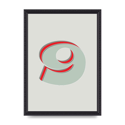 Mix Match Number 9" Printed Poster - A3 framed