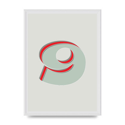 Mix Match Number 9" Printed Poster - A3 framed