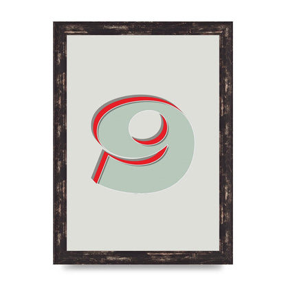 Mix Match Number 9" Printed Poster - A4 framed