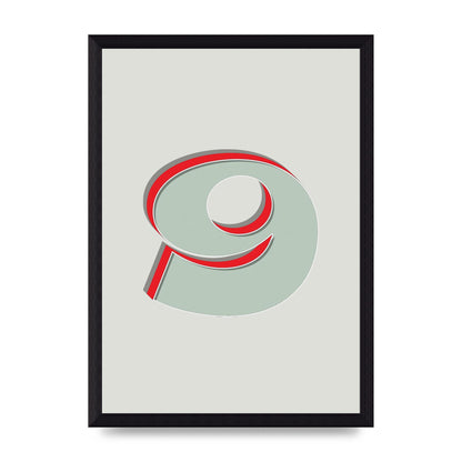 Mix Match Number 9" Printed Poster - A4 framed