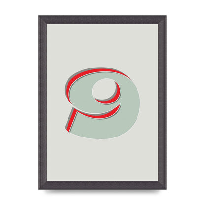 Mix Match Number 9" Printed Poster - A4 framed