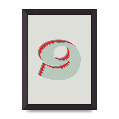 Mix Match Number 9" Printed Poster - A4 framed