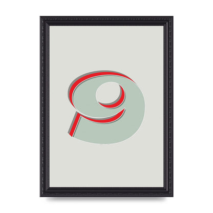 Mix Match Number 9" Printed Poster - A4 framed