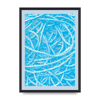 Blue Nautical Pattern Wall Art - A2 framed