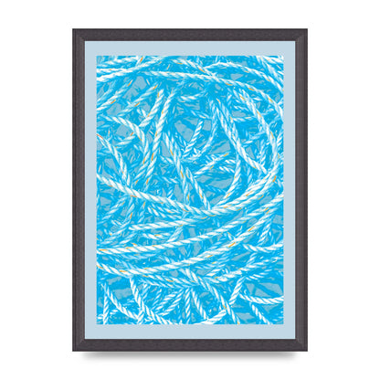 Blue Nautical Pattern Wall Art - A3 framed
