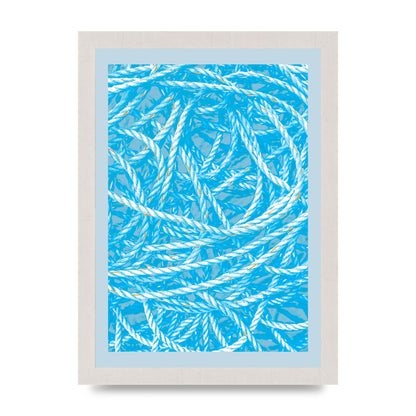 Blue Nautical Pattern Wall Art - A4 framed