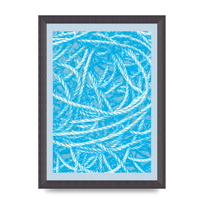Blue Nautical Pattern Wall Art - A4 framed