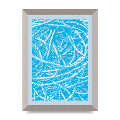 Blue Nautical Pattern Wall Art - A4 framed