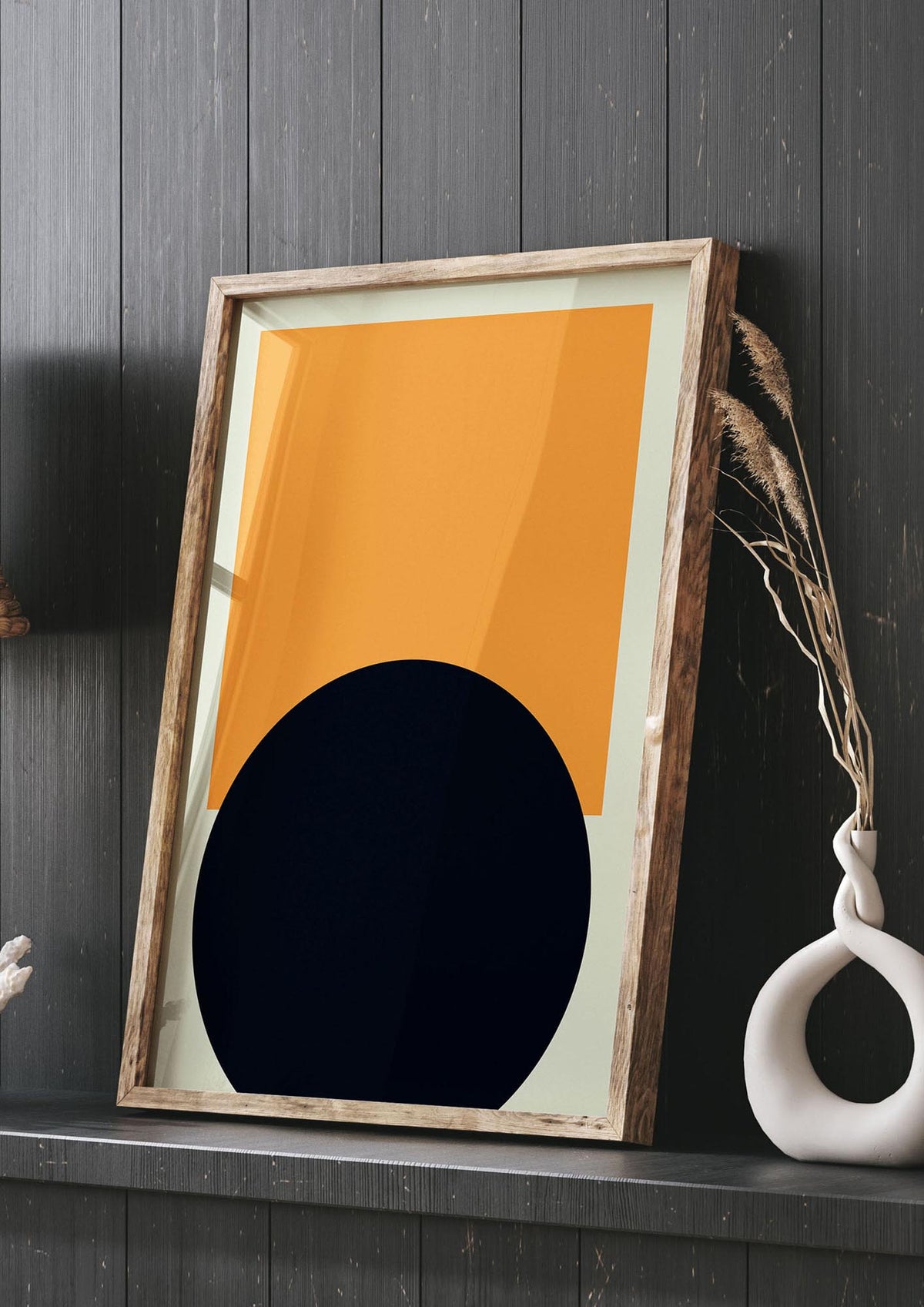 Abstract Shape Mustard Two Art For The Home - living room 3