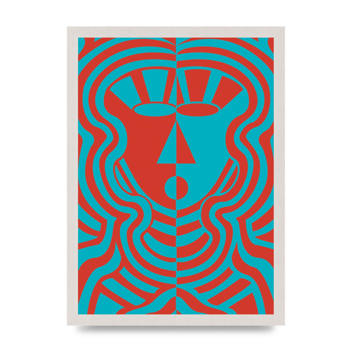 Psychedellic Face Red Blue Printed Poster - A3 framed