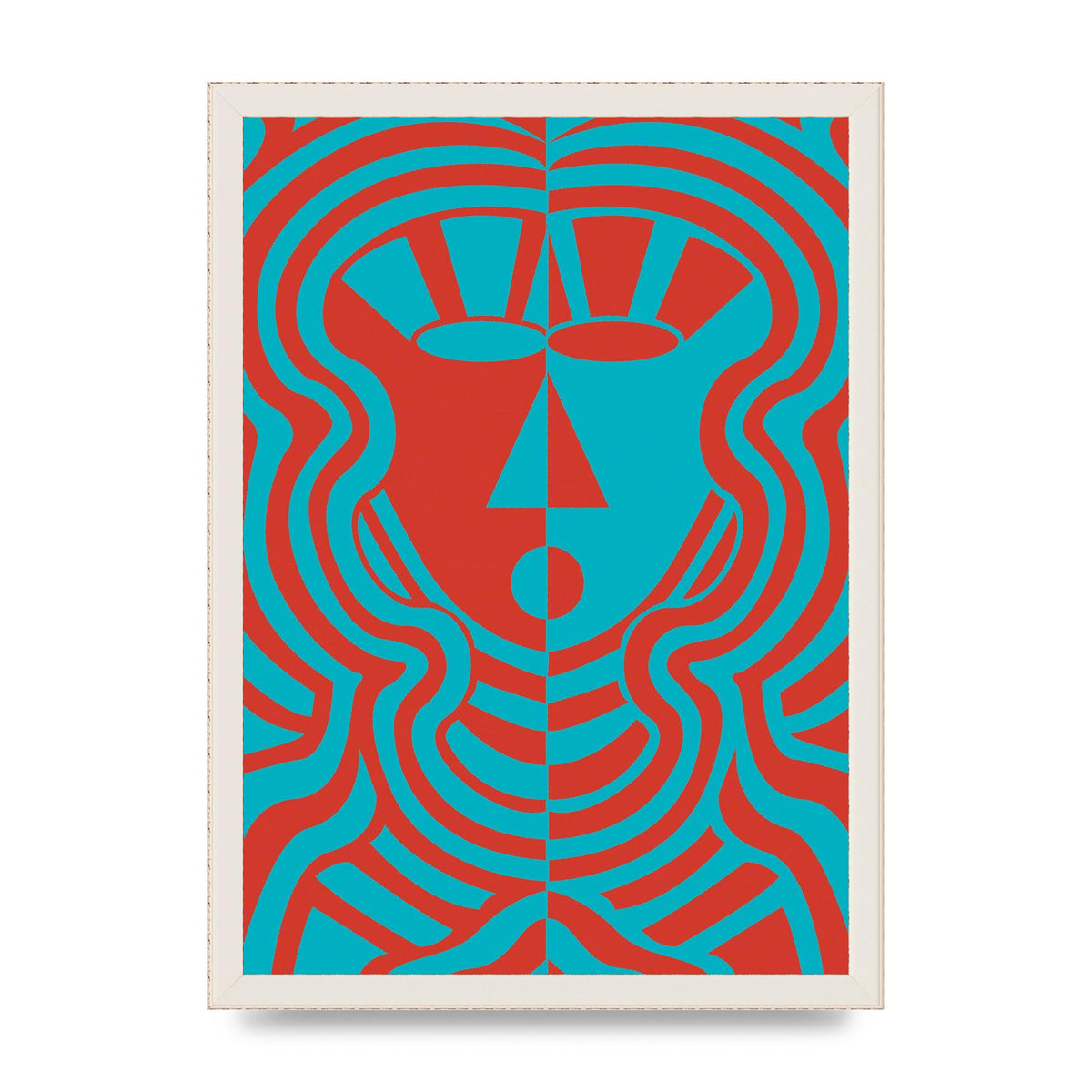 Psychedellic Face Red Blue Printed Poster - A3 framed