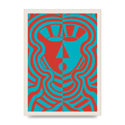 Psychedellic Face Red Blue Printed Poster - A3 framed