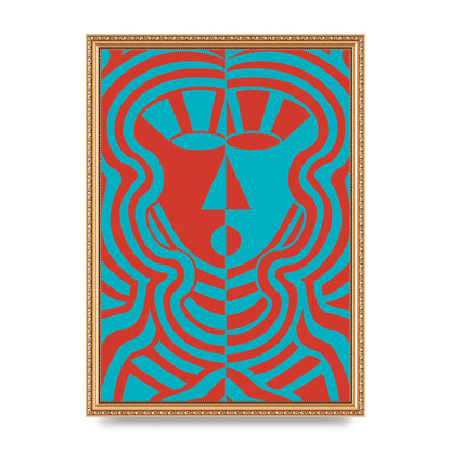 Psychedellic Face Red Blue Printed Poster - A3 framed
