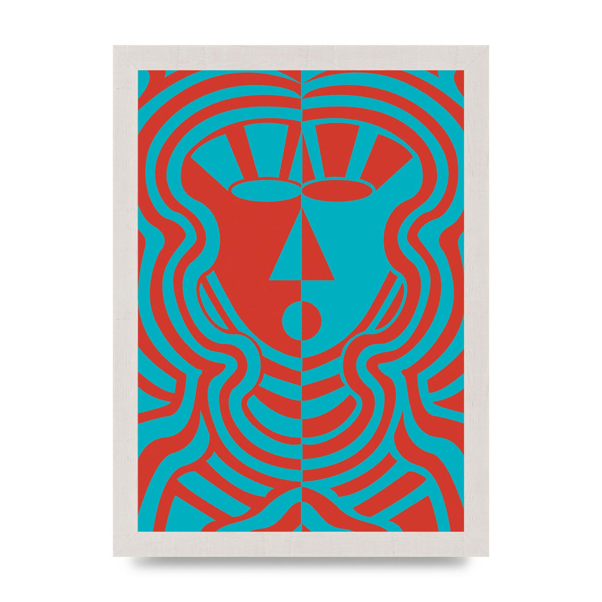 Psychedellic Face Red Blue Printed Poster - A4 framed