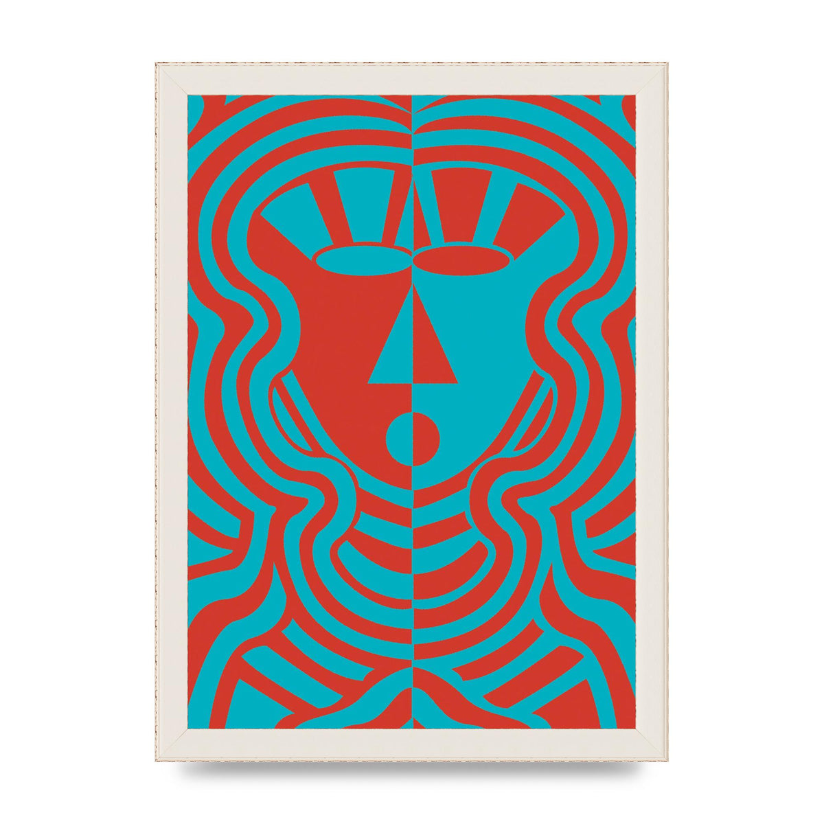 Psychedellic Face Red Blue Printed Poster - A4 framed