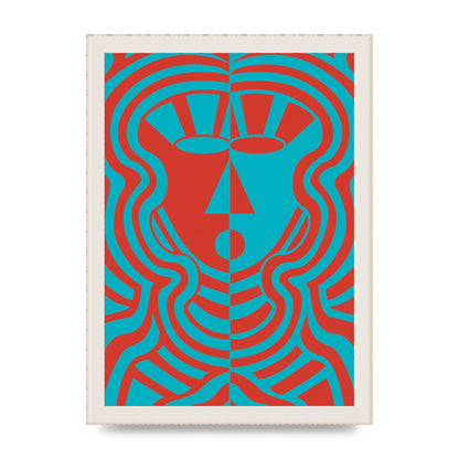 Psychedellic Face Red Blue Printed Poster - A4 framed