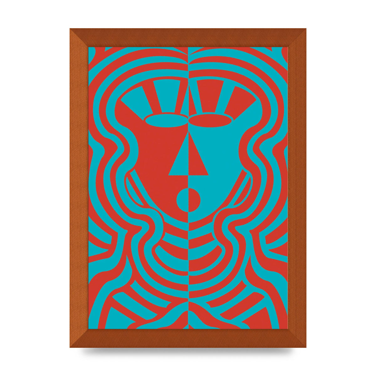 Psychedellic Face Red Blue Printed Poster - A4 framed