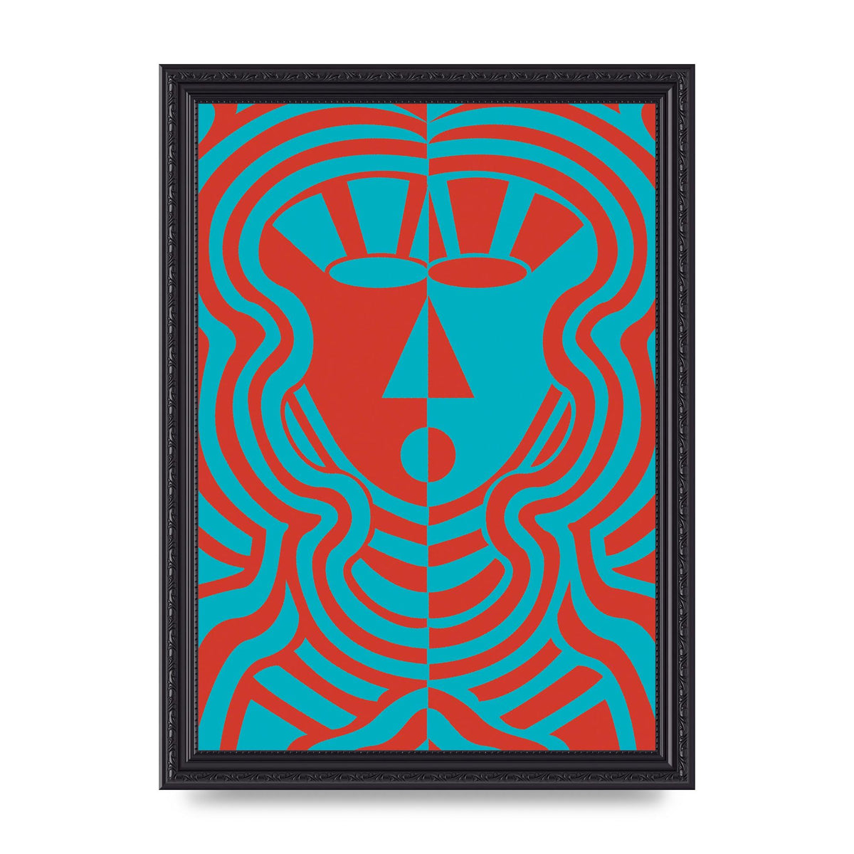 Psychedellic Face Red Blue Printed Poster - A4 framed