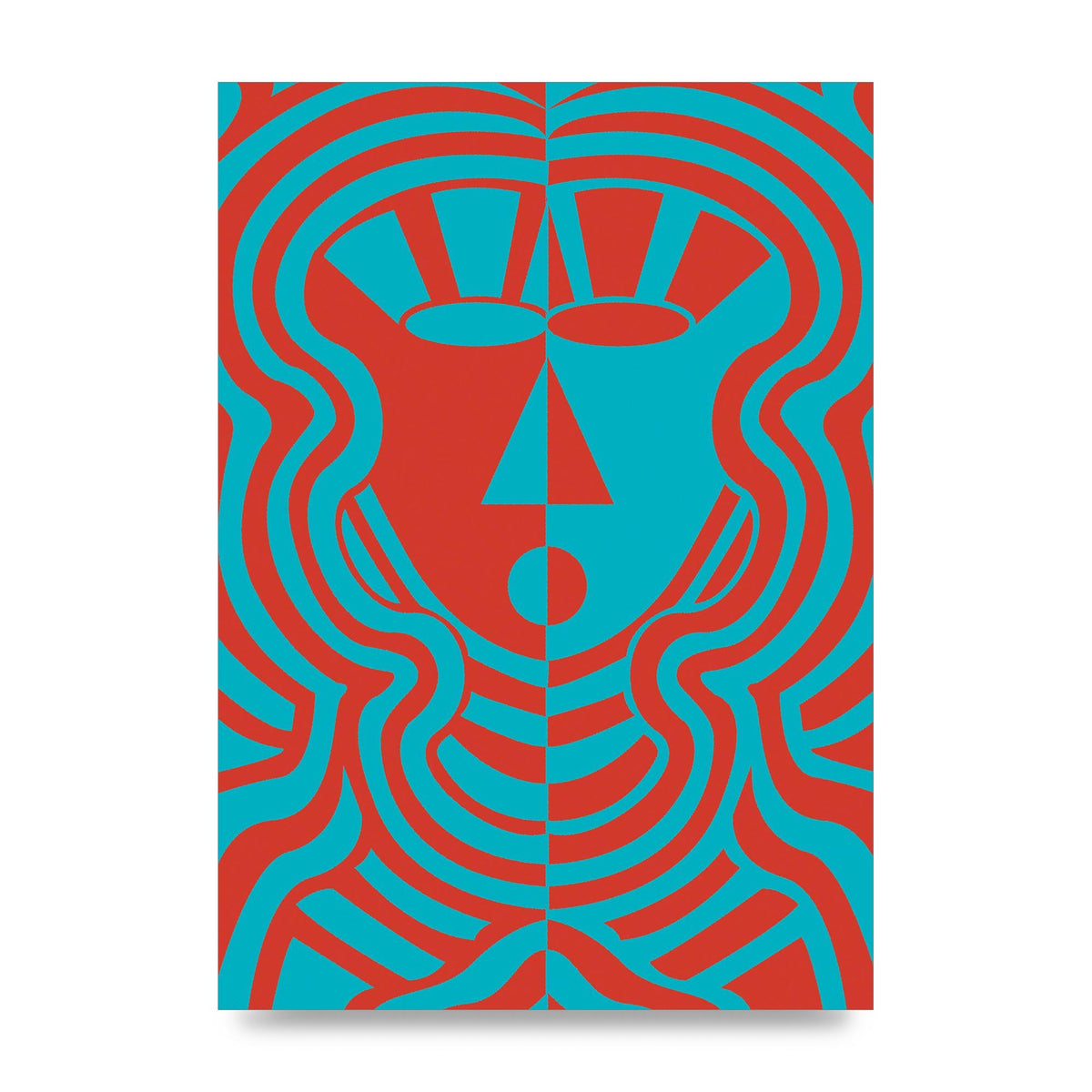 Psychedellic Face Red Blue Printed Poster - unframed print