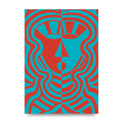 Psychedellic Face Red Blue Printed Poster - unframed print