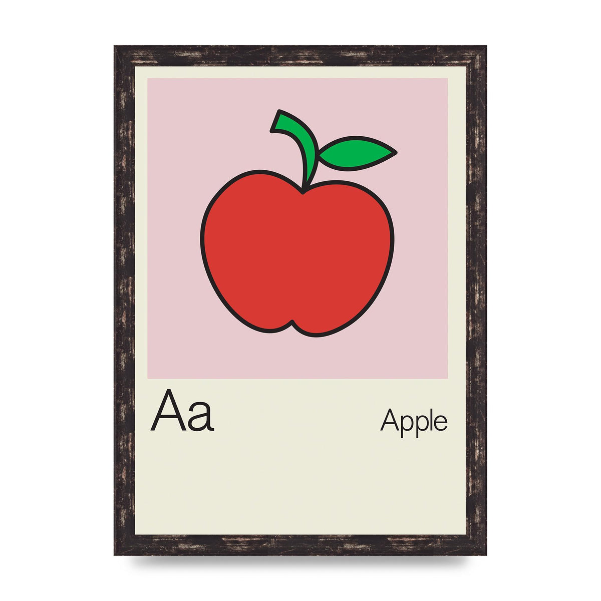 Bold Childlike Fruit One Apple Art For The Home - A3 framed