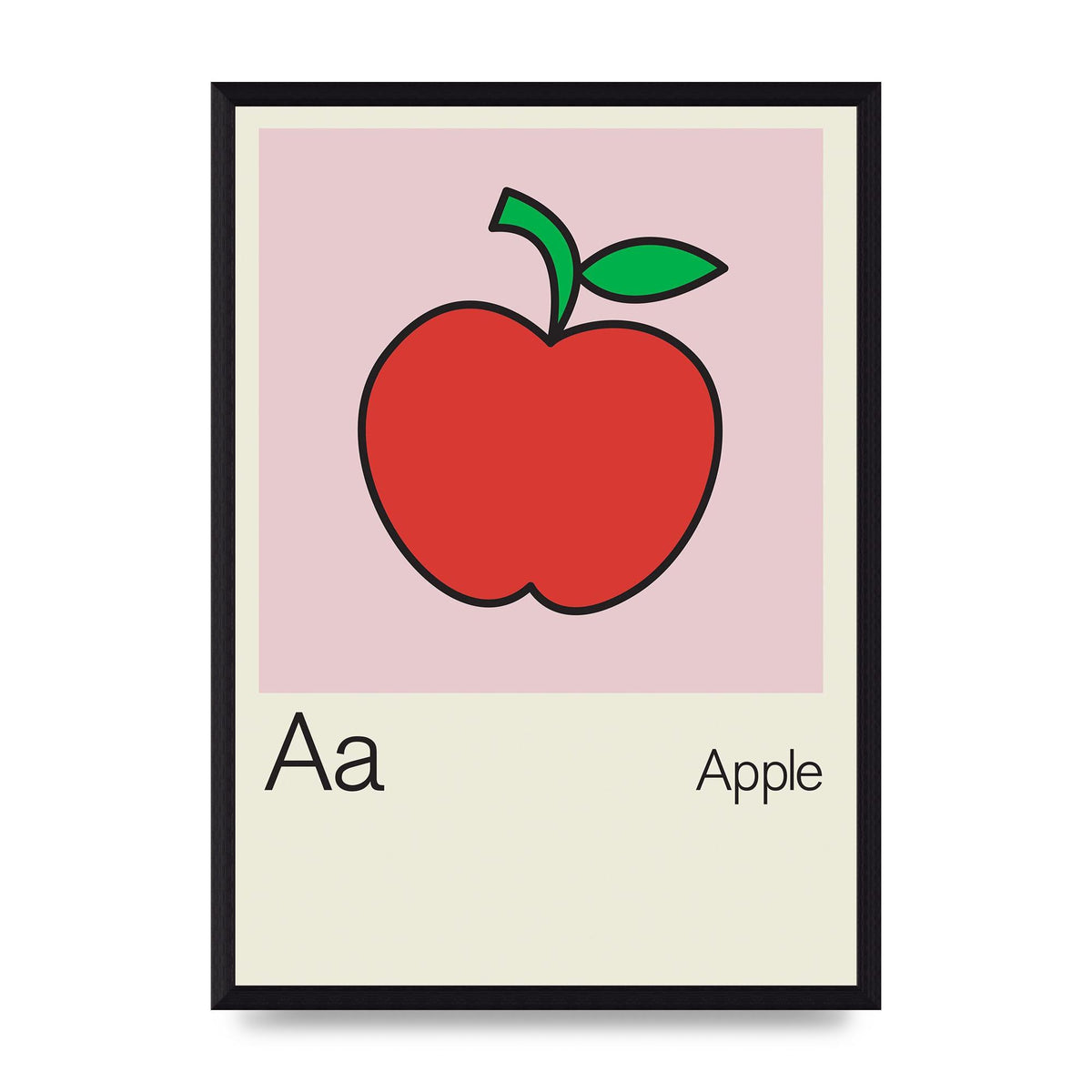 Bold Childlike Fruit One Apple Art For The Home - A3 framed