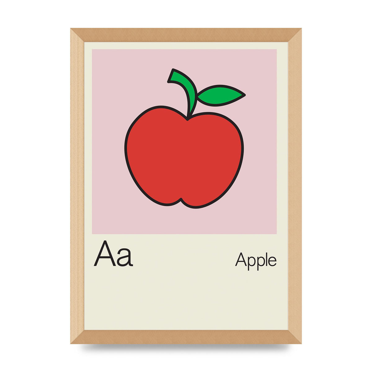 Bold Childlike Fruit One Apple Art For The Home - A3 framed