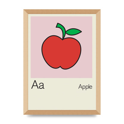 Bold Childlike Fruit One Apple Art For The Home - A3 framed