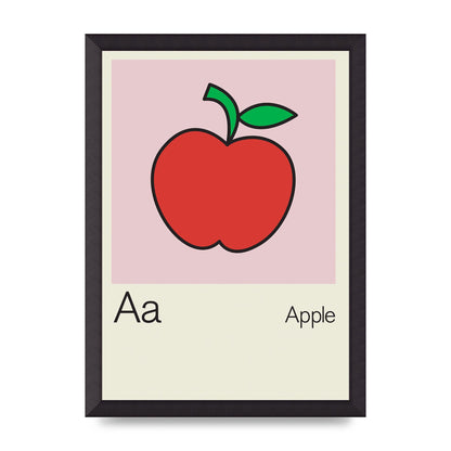 Bold Childlike Fruit One Apple Art For The Home - A3 framed