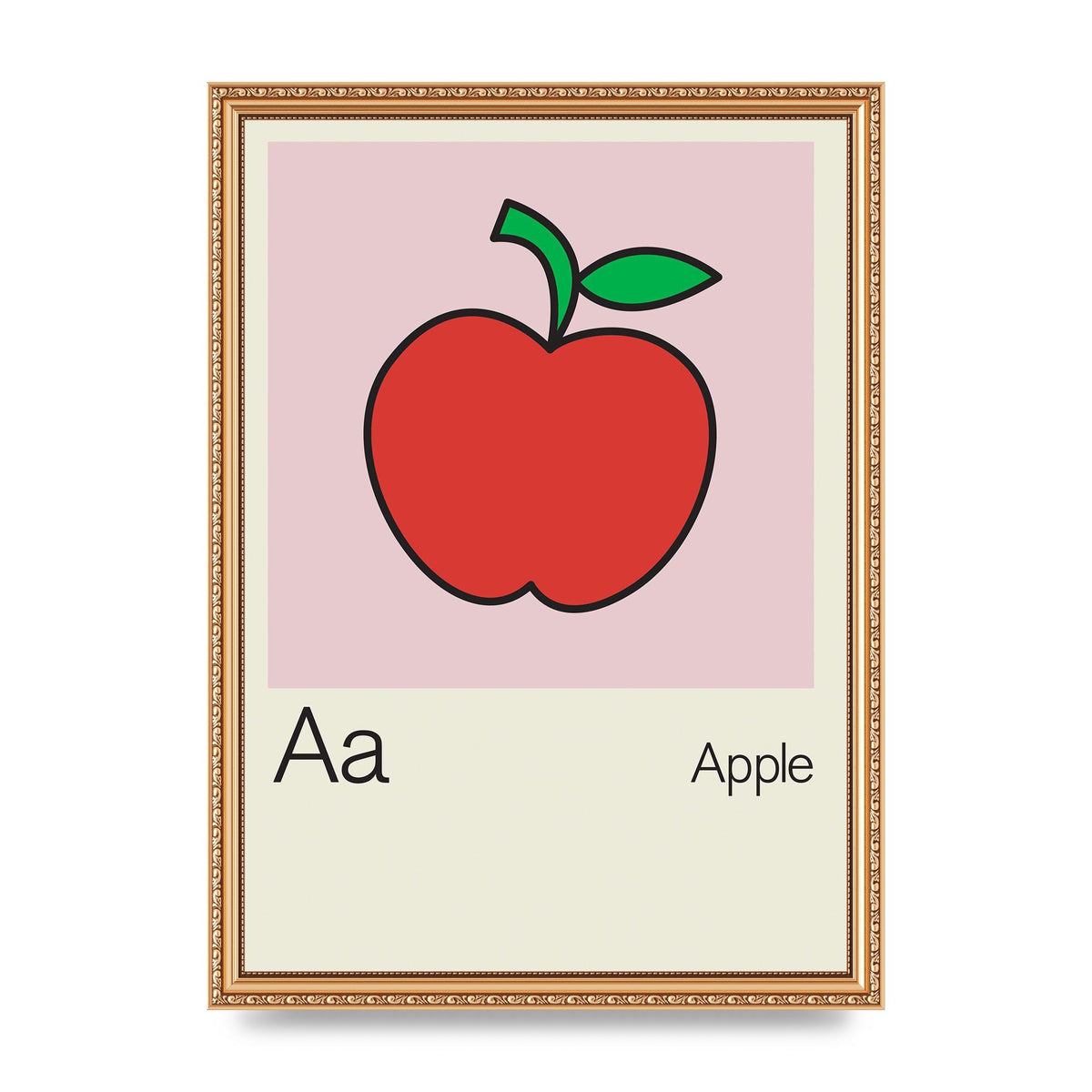 Bold Childlike Fruit One Apple Art For The Home - A3 framed