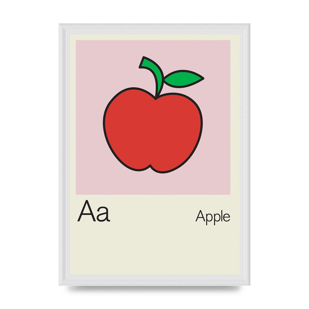 Bold Childlike Fruit One Apple Art For The Home - A3 framed