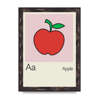 Bold Childlike Fruit One Apple Art For The Home - A4 framed