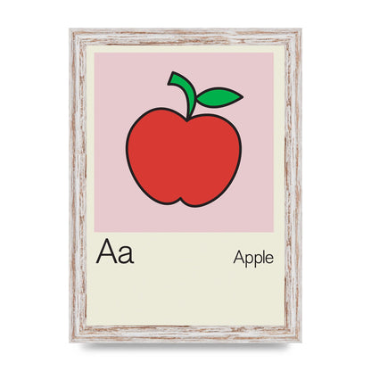 Bold Childlike Fruit One Apple Art For The Home - A4 framed