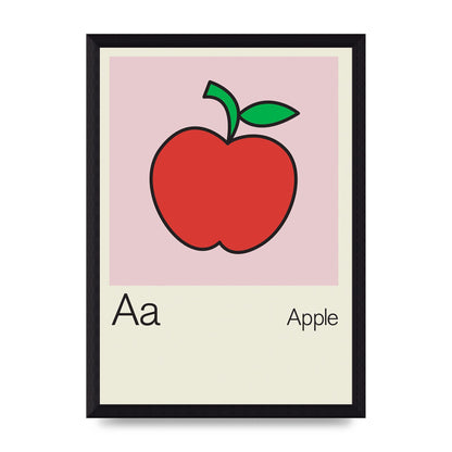 Bold Childlike Fruit One Apple Art For The Home - A4 framed