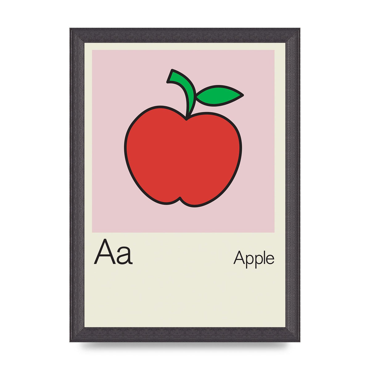Bold Childlike Fruit One Apple Art For The Home - A4 framed