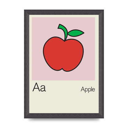 Bold Childlike Fruit One Apple Art For The Home - A4 framed