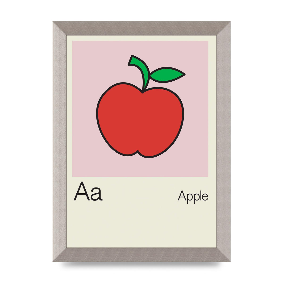 Bold Childlike Fruit One Apple Art For The Home - A4 framed