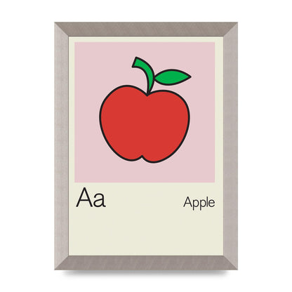 Bold Childlike Fruit One Apple Art For The Home - A4 framed