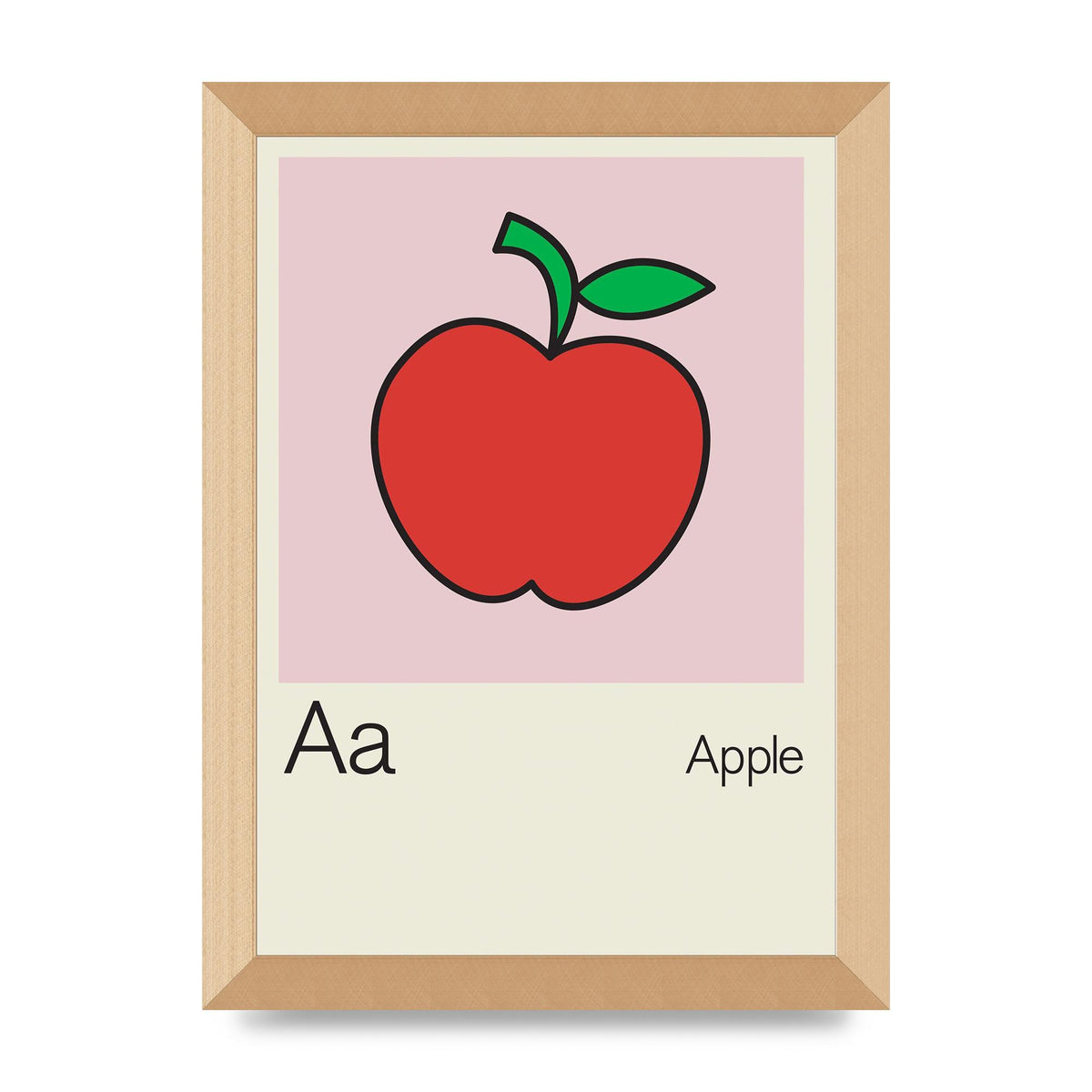 Bold Childlike Fruit One Apple Art For The Home - A4 framed